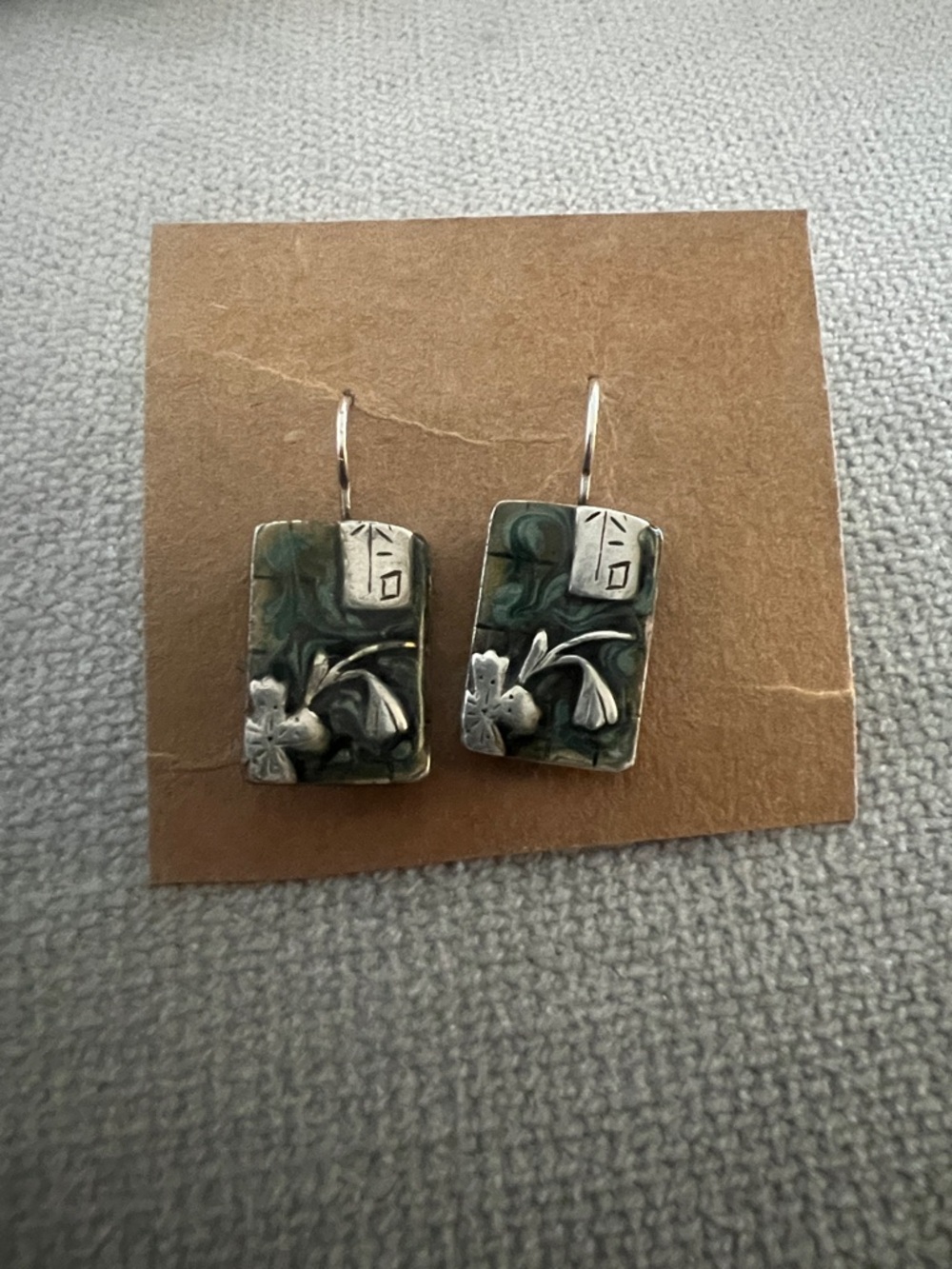 Chico’s Silver-Tone blue Rectangular Drop Earrings